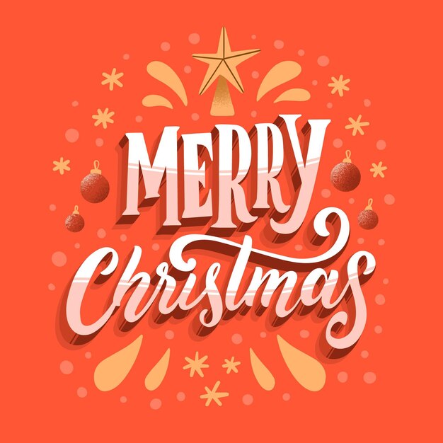 Merry christmas lettering with star