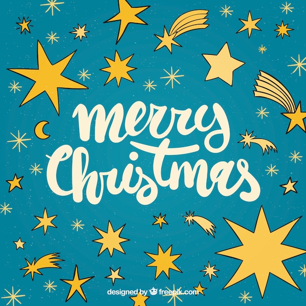 Free vector merry christmas lettering with stars