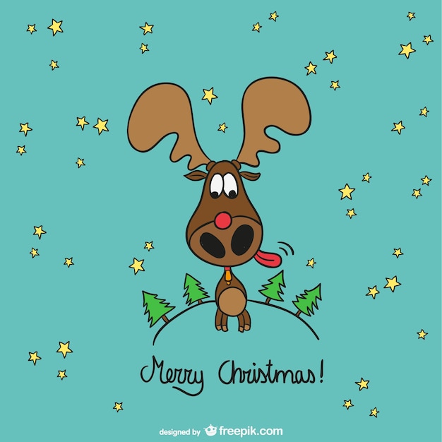 Merry christmas moose cartoon