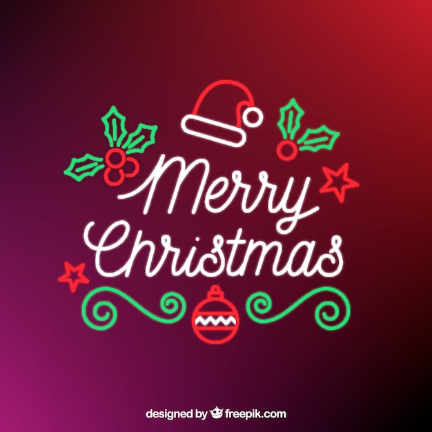 Бесплатное векторное изображение Веселого рождественского неонового фона