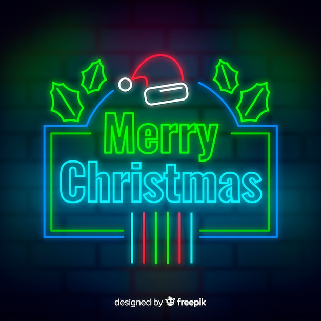 Merry christmas neon background