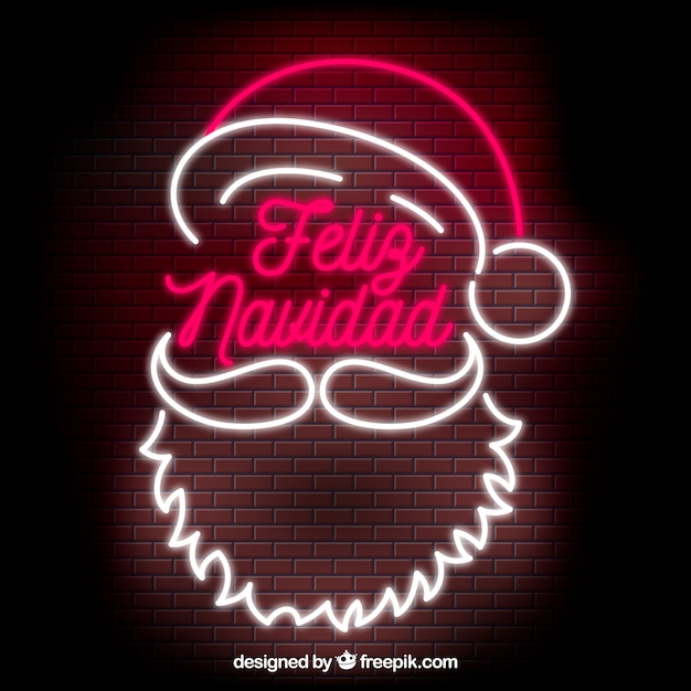 Free vector merry christmas neon santa claus background