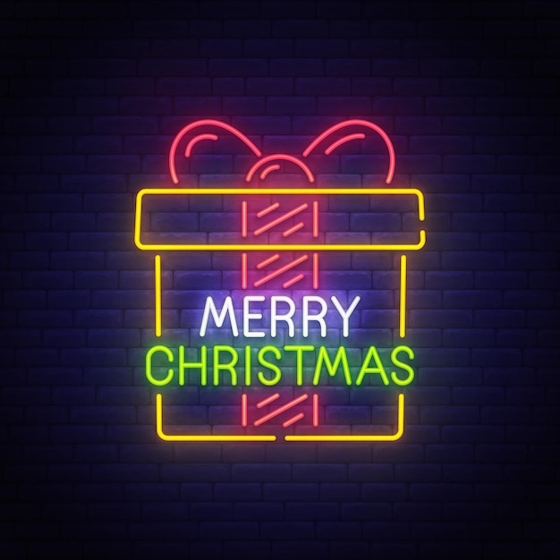 Free vector merry christmas neon sign