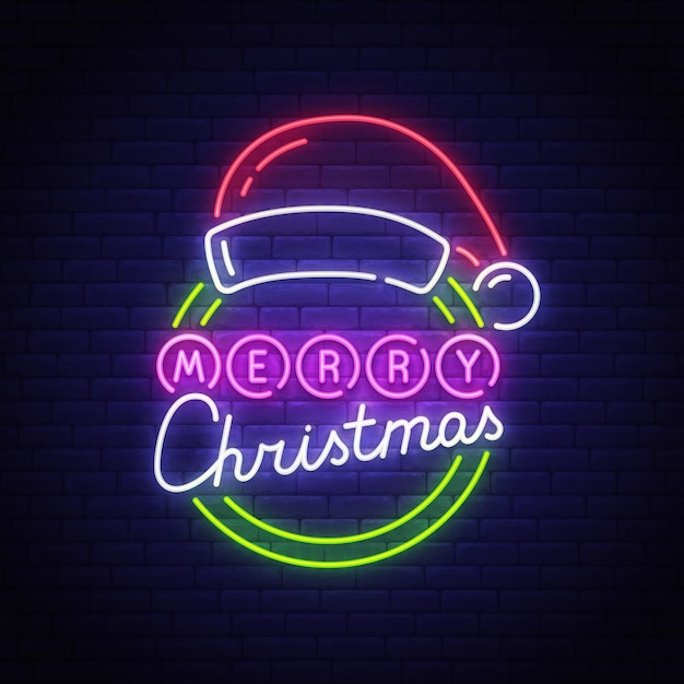 Free vector merry christmas neon sign