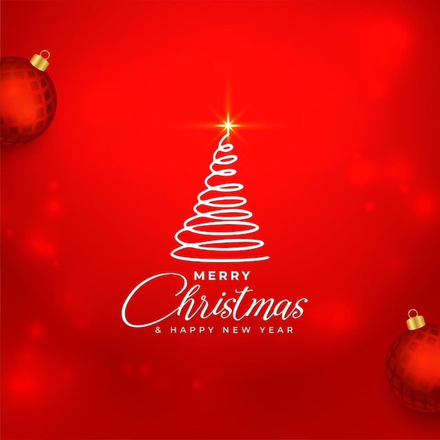 Free vector merry christmas and new eve red background with xmas ball