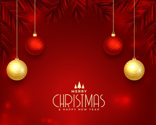 Free vector merry christmas and new eve wishes card with bauble design vector