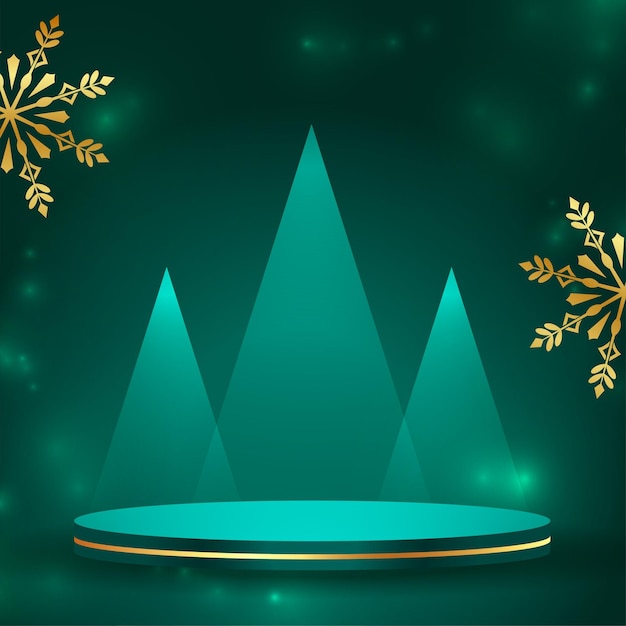 Merry christmas and new eve with 3d podium and snowflake vector