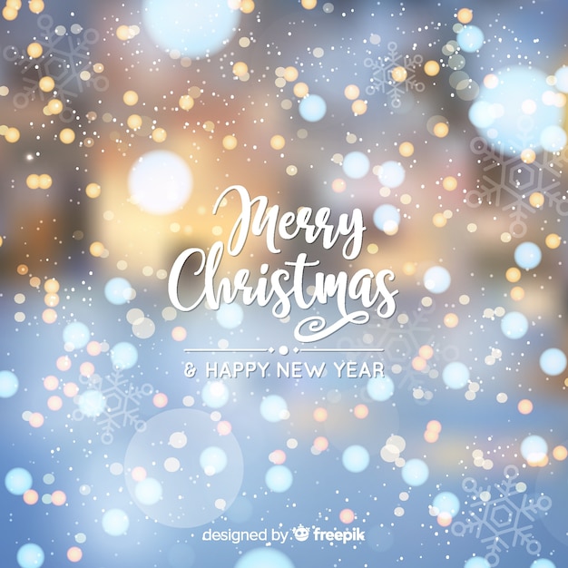 Free vector merry christmas & new year bokeh background