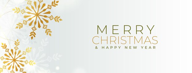 Merry christmas and new year golden snowflakes banner design