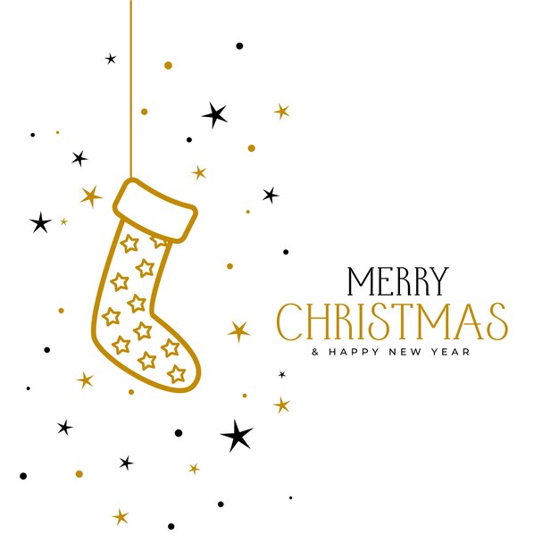 Merry christmas and new year greeting card with socks and stars