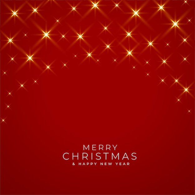 Free vector merry christmas and new year greeting card with sparkle lights on red red