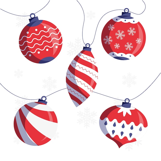 Free vector merry christmas ornaments collection