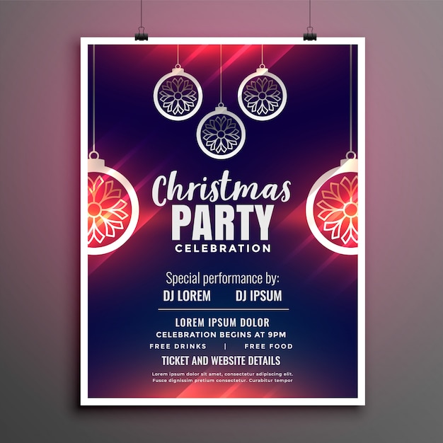 Merry Christmas Party Flyer Design Poster Free Vector Download