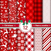 Merry christmas pattern seamless collection in red and white color