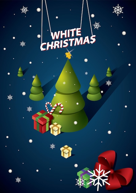 Premium Vector | Merry Christmas Poste Xmas Party With Gifts Box Green Pine Branches Candy Stick And Holly Berry