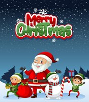 Merry christmas poster design with santa claus