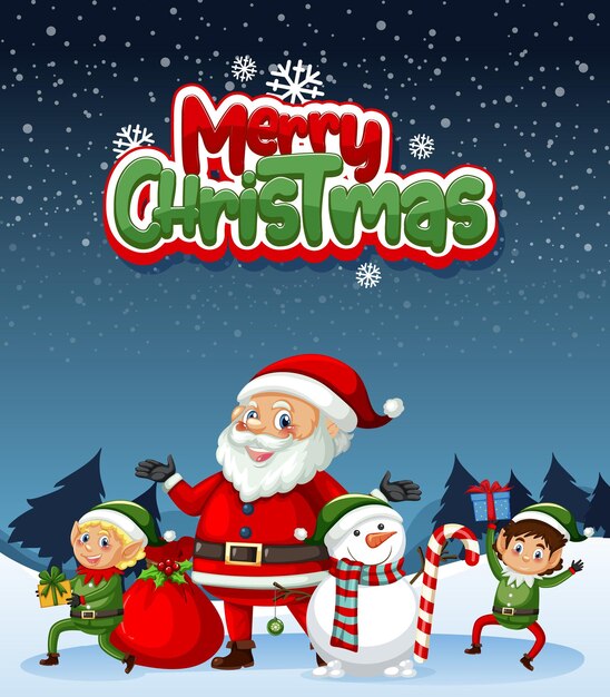 サンタクロースとメリークリスマスのポスターデザイン