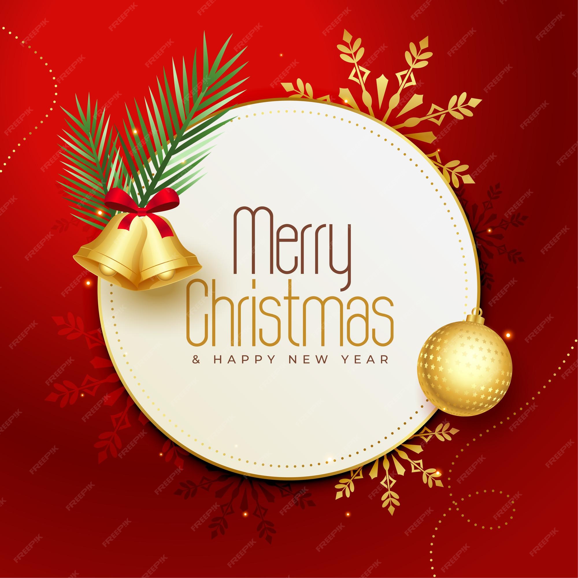 Free Vector | Merry Christmas Realistic Greeting Card With Xmas Elements