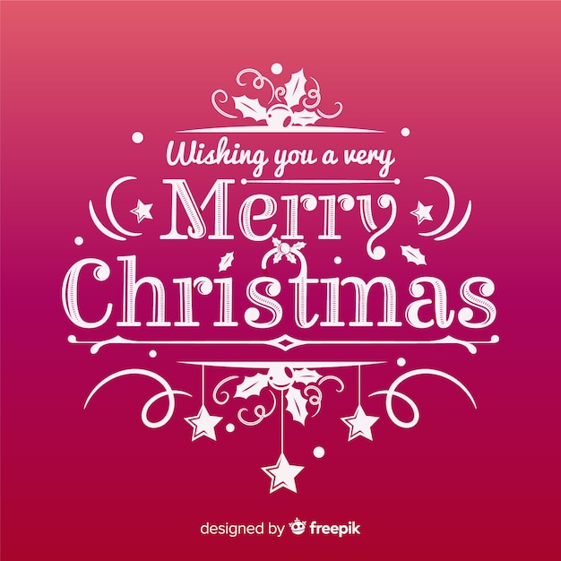 Free vector merry christmas red lettering background