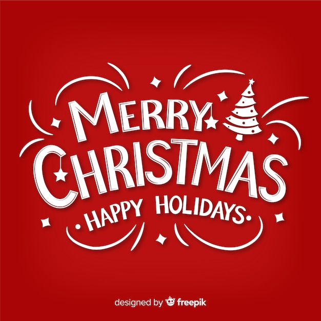 Free vector merry christmas red lettering background