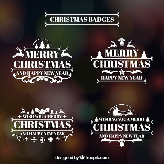 Merry christmas retro logos pack