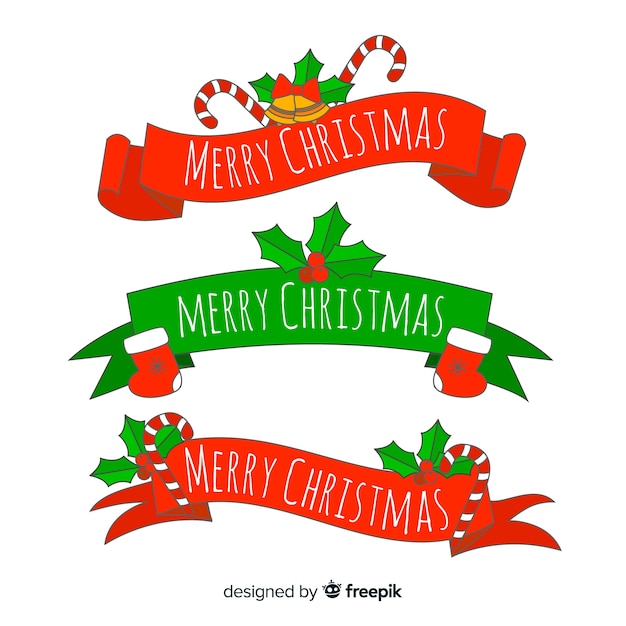 Free vector merry christmas ribbons