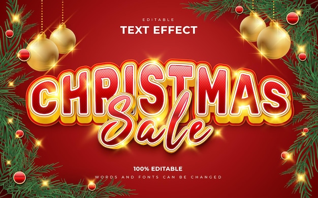 Веселая рождественская распродажа в стиле 3d редактируемых текстовых эффектов