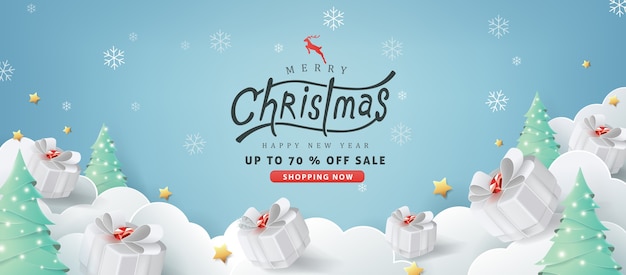 Merry christmas sale banner background.