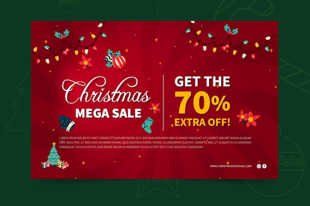 Бесплатное векторное изображение Рождественские продажи баннеров веб-шаблон