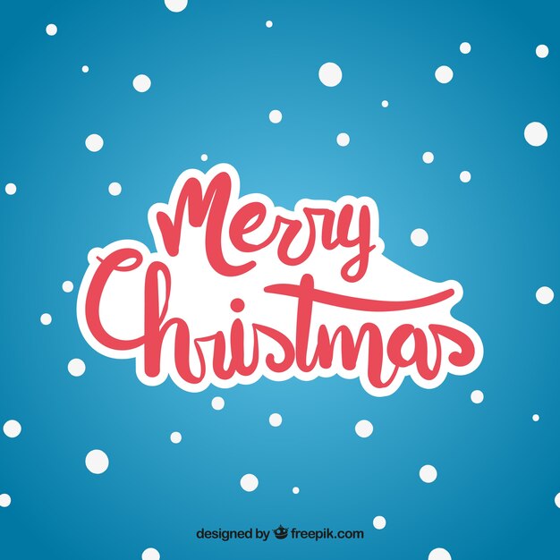 Merry christmas snow blue background