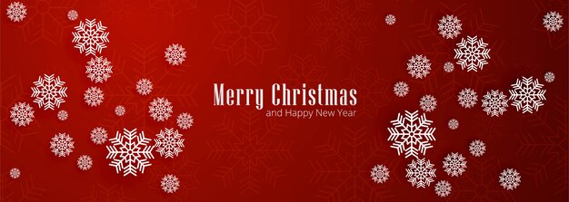 Merry Christmas snowflakes banner red