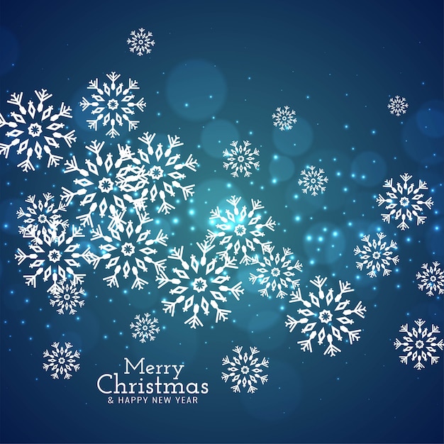 Merry Christmas snowflakes blue background