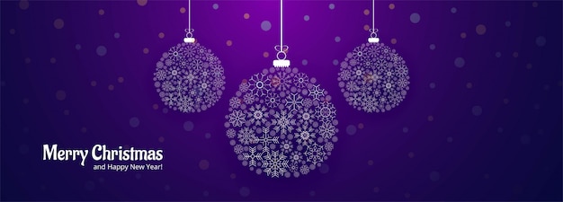 Merry christmas snowflakes decorative ball banner template
