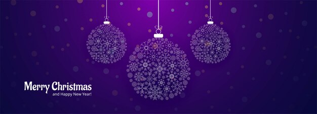 Merry christmas snowflakes decorative ball banner template