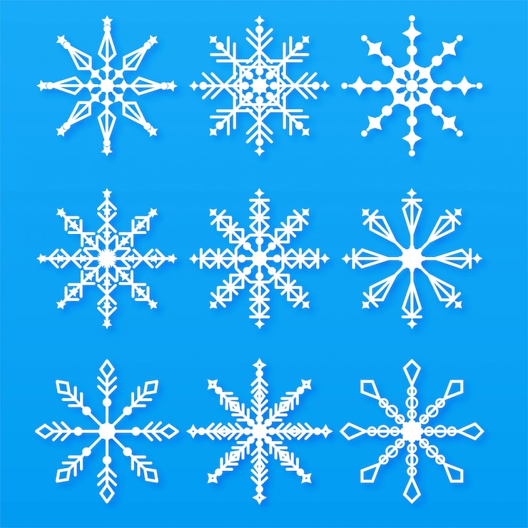 Free Vector merry christmas snowflakes set elements 