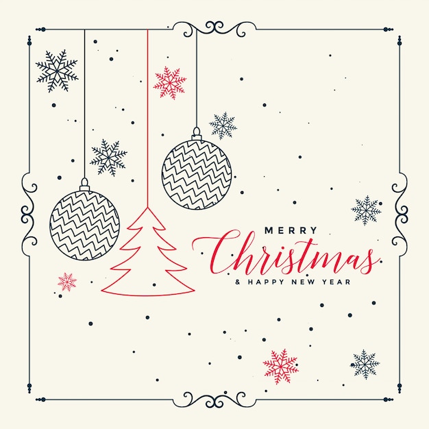 Merry christmas stylish line art background