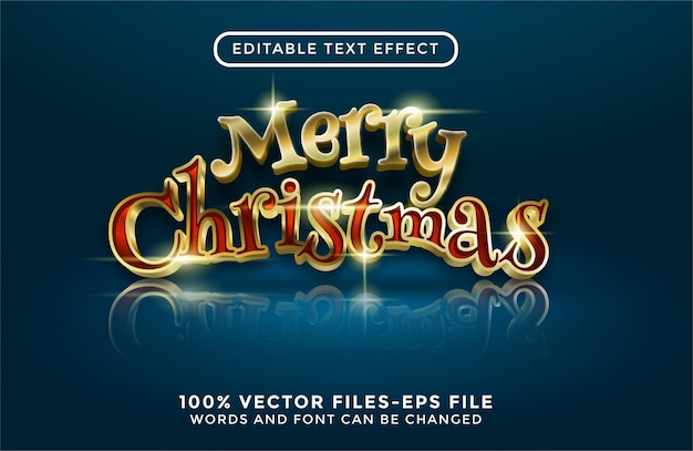Merry christmas text. editable text effect premium vectors
