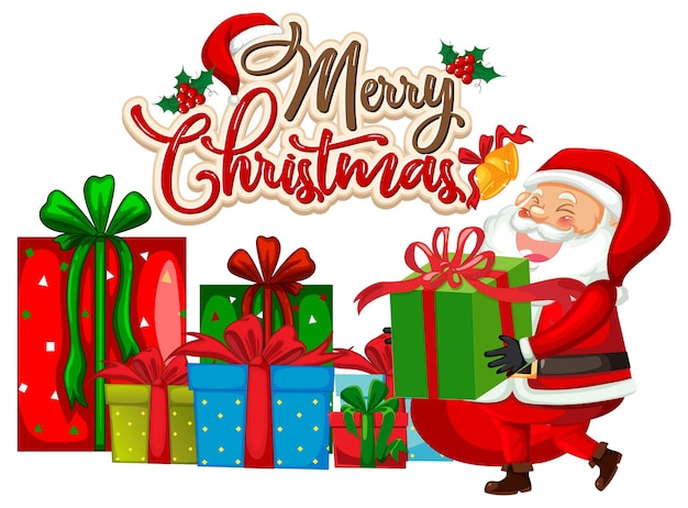 Free vector merry christmas text with santa claus