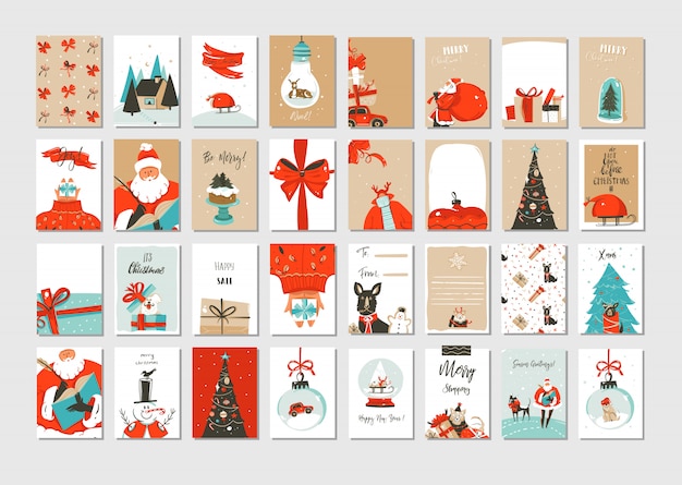 Merry christmas time greeting cards