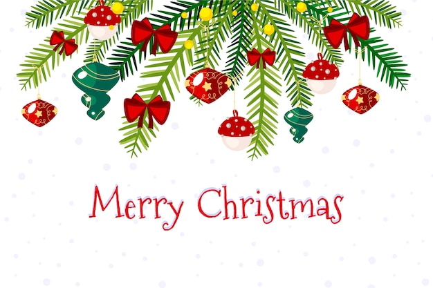 Merry christmas tree branches background