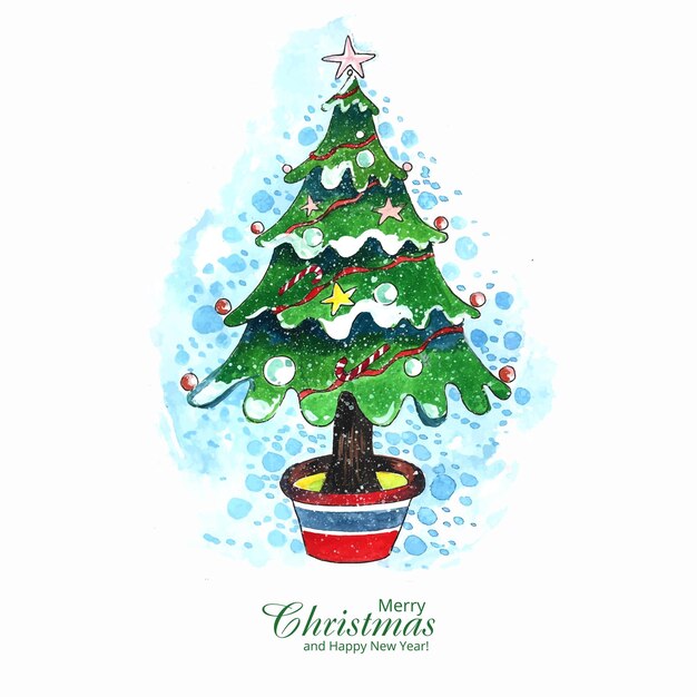 Merry christmas tree card celebration holiday background