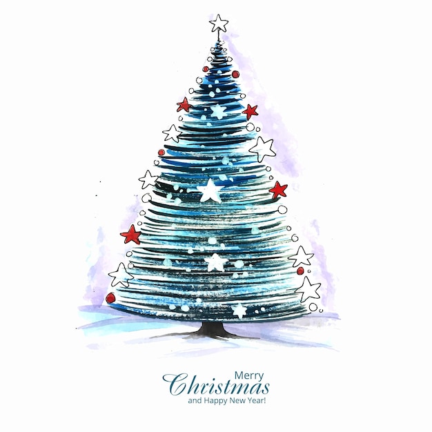 Merry christmas tree card celebration holiday background