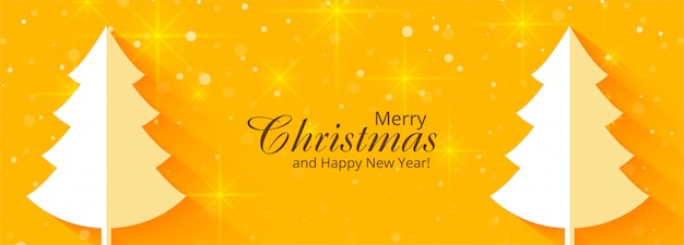 Merry christmas tree and happy new year celebration banner