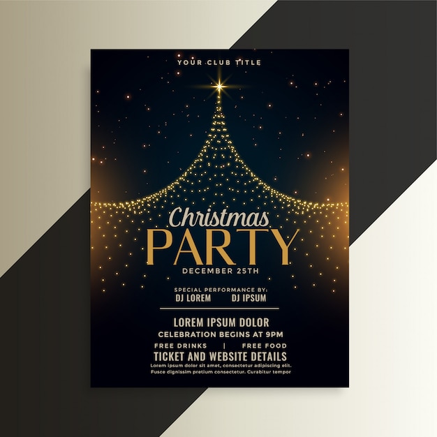 Free vector merry christmas tree party flyer card template