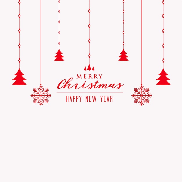 Free vector merry christmas tree and snowflakes decoration background