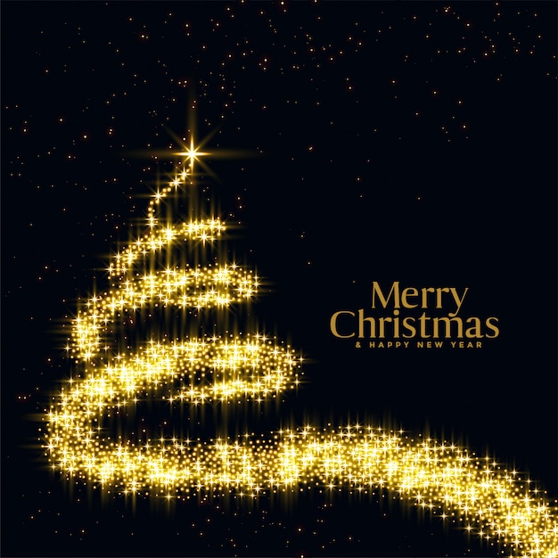 Free vector merry christmas tree in sparkle and glitter