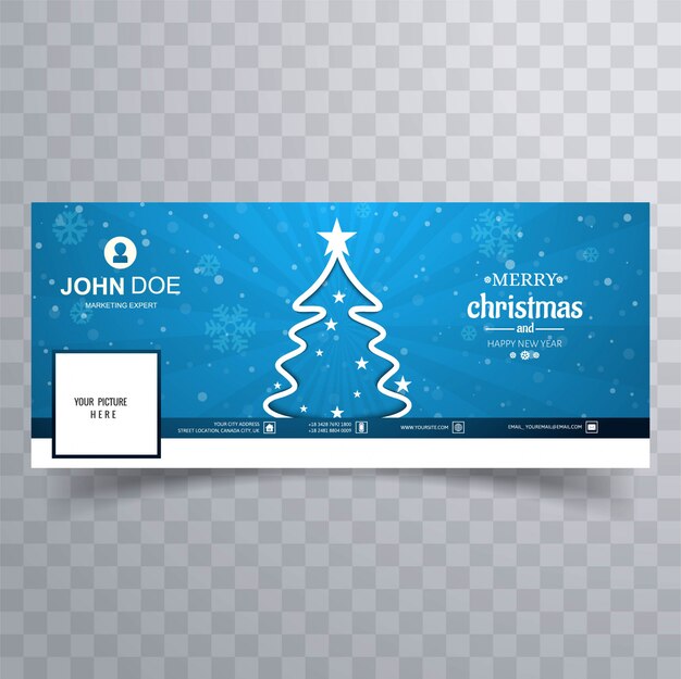 Merry christmas tree with facebook banner colorful template 