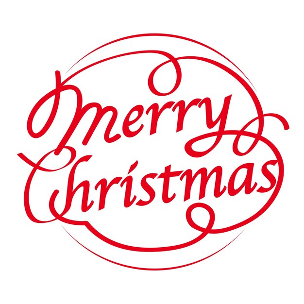 メリークリスマスのベクトルのロゴ白い背景で隔離のスワッシュと赤い装飾的なロゴ