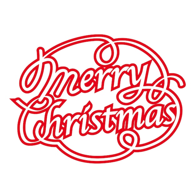 Merry christmas vector logo red decorative logo with swash isolated on a white background