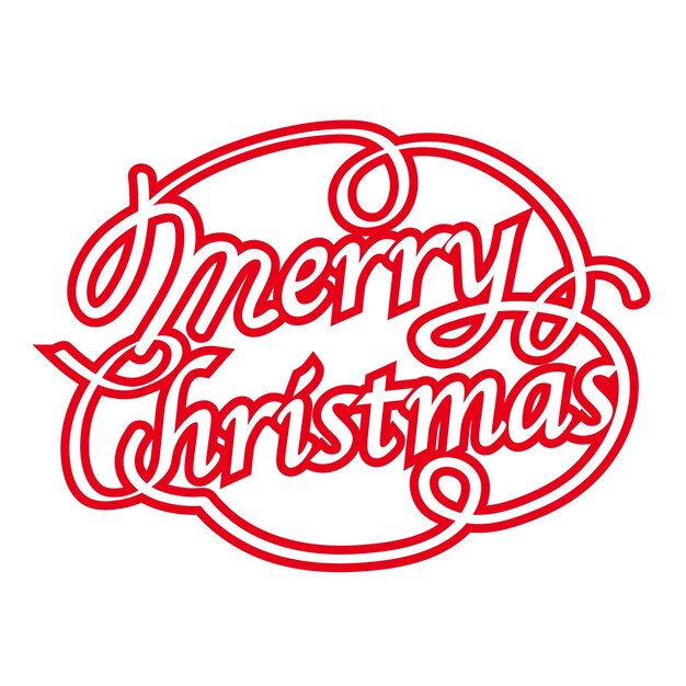 メリークリスマスのベクトルのロゴ白い背景で隔離のスワッシュと赤い装飾的なロゴ